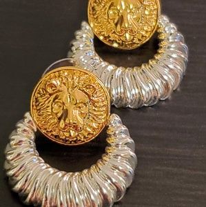 SOLD -Vintage ANNE KLEIN Silver Gold Earrings Leon